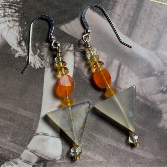 Hand Crafted Jewelry - Agate, Carnelian & Citrine Earrings